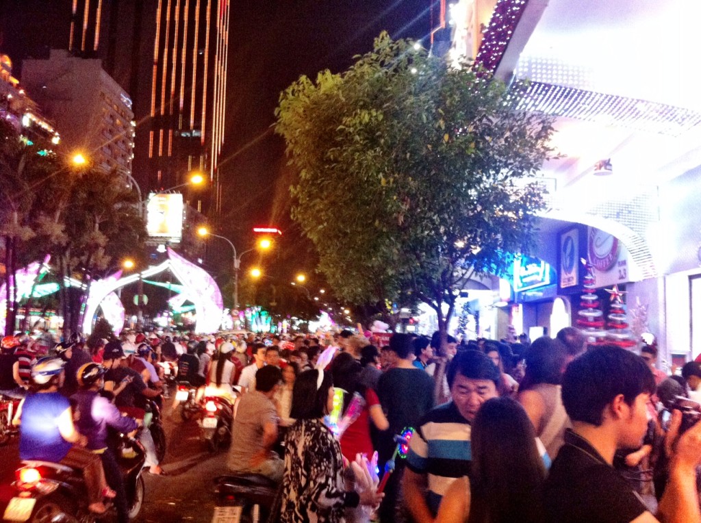 A typical night in downtown Ho Chi Minh City: urban consumption is on the rise