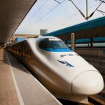Engine of a Chinese high speed train parked at a railway station platform, Shanghai, China.  Image: Corbis